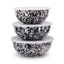 Load image into Gallery viewer, Splatter Enamelware Covered Multi-Purpose Bowl Set: Navy and Cream Splatter