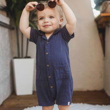 Load image into Gallery viewer, Check Gauze Baby Boy Romper: 0-3M (Fowler)