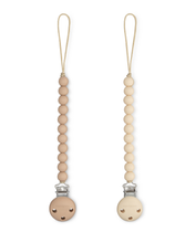 Load image into Gallery viewer, Baby Pacifier Clips, 100% Food Grade Silicone by Comfy Cubs: Beige