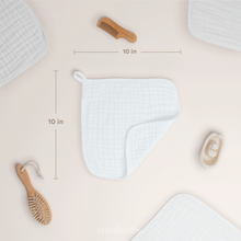 Load image into Gallery viewer, Muslin Baby Washcloths, Soft 10"x10" Cotton by Comfy Cubs: Sand / 6-Pack 10”X10” crews
