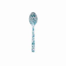 Load image into Gallery viewer, Splatter Enamelware Large Serving Spoon: Navy &amp; Cream Splatter
