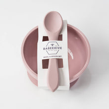 Load image into Gallery viewer, Silicone Suction Bowl and Spoon Set: Charcoal crews
