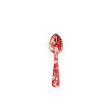 Load image into Gallery viewer, Splatter Enamelware Small Spoon: Navy &amp; Cream Splatter