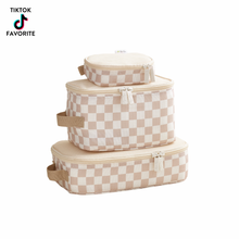 Load image into Gallery viewer, Taupe Checkerboard Pack Like a Boss™ Packing Cubes(Crews)