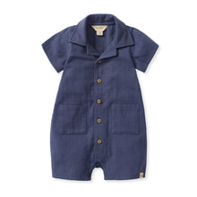 Load image into Gallery viewer, Check Gauze Baby Boy Romper: 0-3M (Fowler)