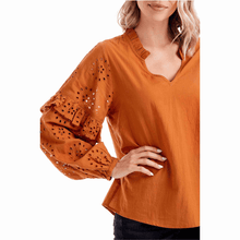 Load image into Gallery viewer, Rust Amaya Eyelet Top