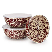 Load image into Gallery viewer, Splatter Enamelware Covered Multi-Purpose Bowl Set: Navy and Cream Splatter