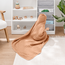 Load image into Gallery viewer, Hooded Baby Towel, 6 Layer 100% Muslin Cotton by Comfy Cubs: Cedar and Sand / Pack of 2 KO