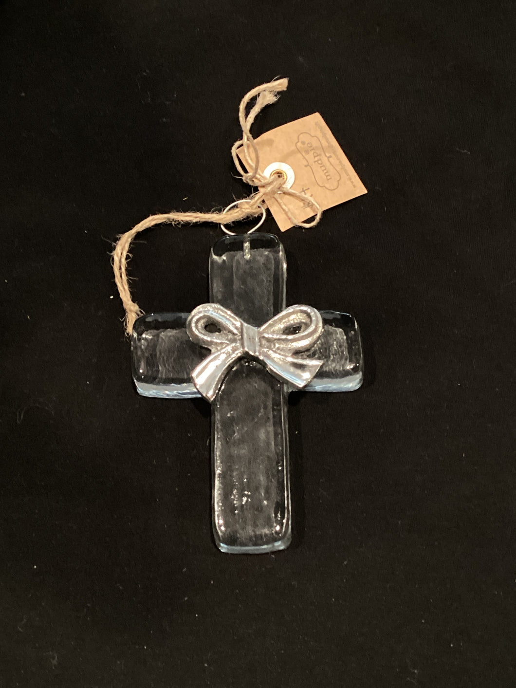 Glass Metal Bow Cross Ornamemt