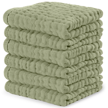 Load image into Gallery viewer, Muslin Baby Washcloths, Soft 10"x10" Cotton by Comfy Cubs: Sand / 6-Pack 10”X10” crews
