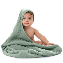 Load image into Gallery viewer, Hooded Baby Towel, 6 Layer 100% Muslin Cotton by Comfy Cubs: Cedar and Sand / Pack of 2 KO