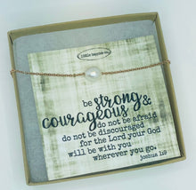 Load image into Gallery viewer, Joshua 1:9, pearl necklace, Encouragement gift, sympathy gift, grief gift, faith, bible scripture, gift for her, inexpensive, miscarriage: Silver