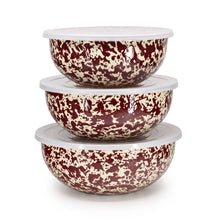 Load image into Gallery viewer, Splatter Enamelware Covered Multi-Purpose Bowl Set: Navy and Cream Splatter