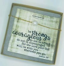 Load image into Gallery viewer, Joshua 1:9, pearl necklace, Encouragement gift, sympathy gift, grief gift, faith, bible scripture, gift for her, inexpensive, miscarriage: Silver