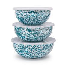 Load image into Gallery viewer, Splatter Enamelware Covered Multi-Purpose Bowl Set: Navy and Cream Splatter