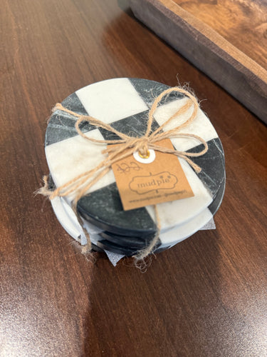 MudPie Circle Checker Coaster Set(Armas)