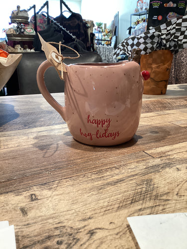 “Happy Hog-lidays” pig mug- Scheller