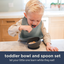Load image into Gallery viewer, Silicone Suction Bowl and Spoon Set: Charcoal crews