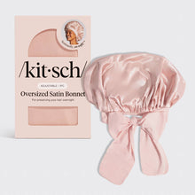 Load image into Gallery viewer, Adjustable Oversized Satin Bonnet- Blush