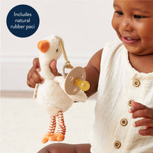 Load image into Gallery viewer, Bitzy Pal Natural Rubber Pacifier &amp; Plush: Goose(Crews)