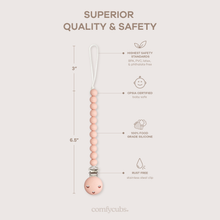 Load image into Gallery viewer, Baby Pacifier Clips, 100% Food Grade Silicone by Comfy Cubs: Beige