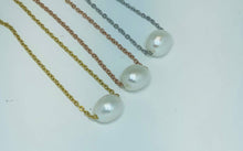 Load image into Gallery viewer, Joshua 1:9, pearl necklace, Encouragement gift, sympathy gift, grief gift, faith, bible scripture, gift for her, inexpensive, miscarriage: Silver