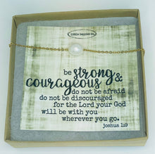 Load image into Gallery viewer, Joshua 1:9, pearl necklace, Encouragement gift, sympathy gift, grief gift, faith, bible scripture, gift for her, inexpensive, miscarriage: Silver