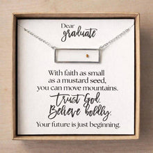 Load image into Gallery viewer, Mustard Seed Necklace Graduation Gift for Girl – Faith Based Christian Graduate Gift, Class of 2026 Graduation Necklace: Silver