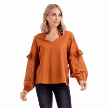 Load image into Gallery viewer, Rust Amaya Eyelet Top