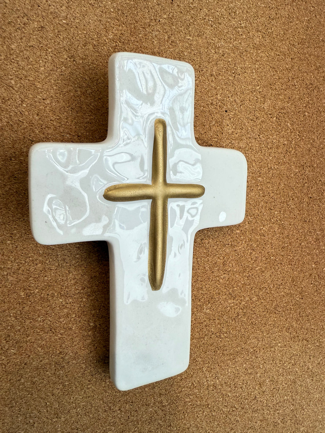 MudPie White & Gold Ceramic Crosses