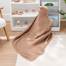 Load image into Gallery viewer, Hooded Baby Towel, 6 Layer 100% Muslin Cotton by Comfy Cubs: Cedar and Sand / Pack of 2 KO