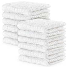 Load image into Gallery viewer, Muslin Baby Washcloths, Soft 10"x10" Cotton by Comfy Cubs: Sand / 6-Pack 10”X10” crews