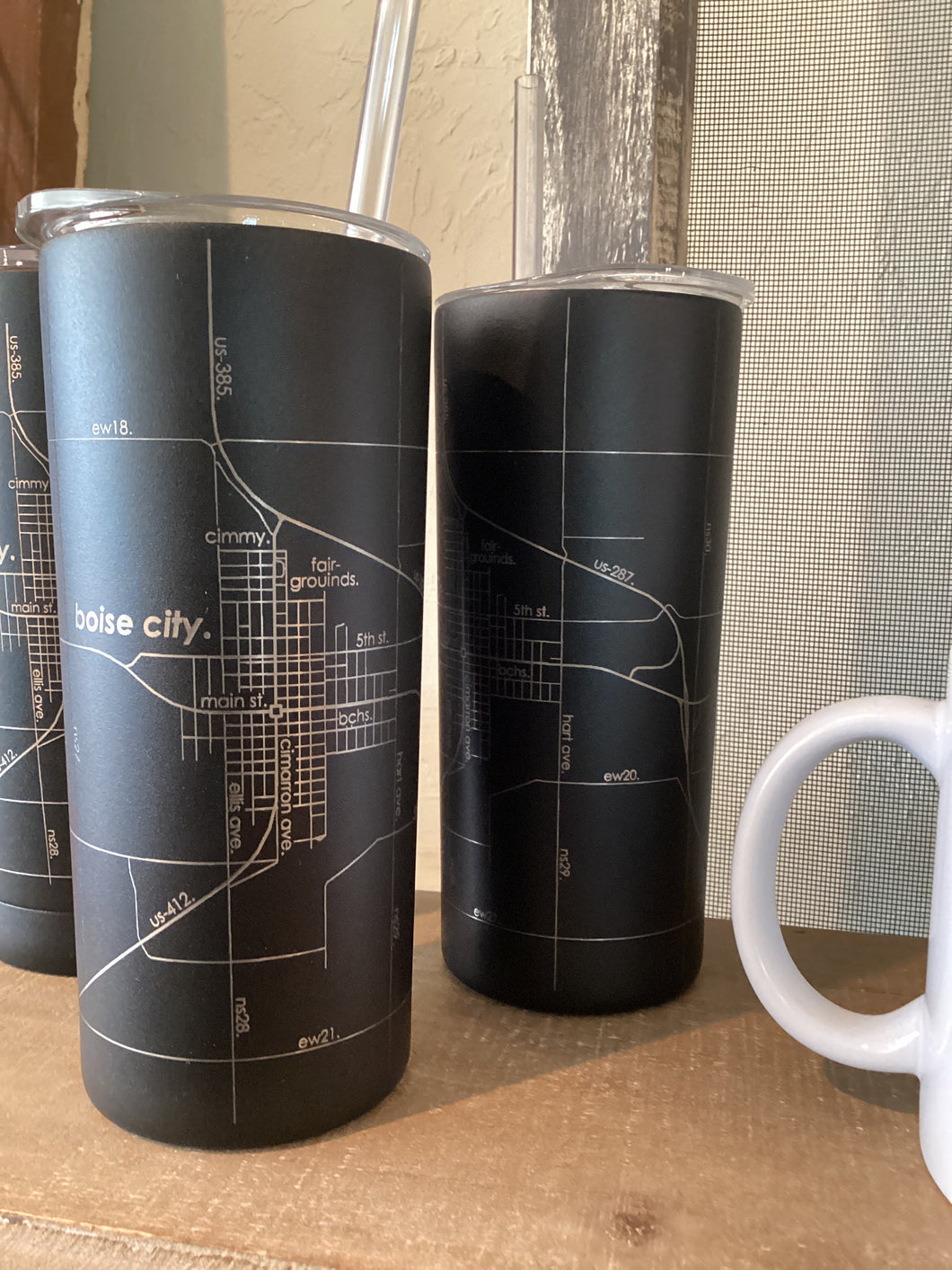 Black Boise City skinny tumbler