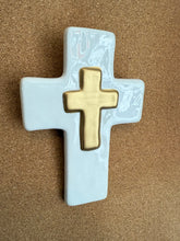 Load image into Gallery viewer, MudPie White &amp; Gold Ceramic Crosses