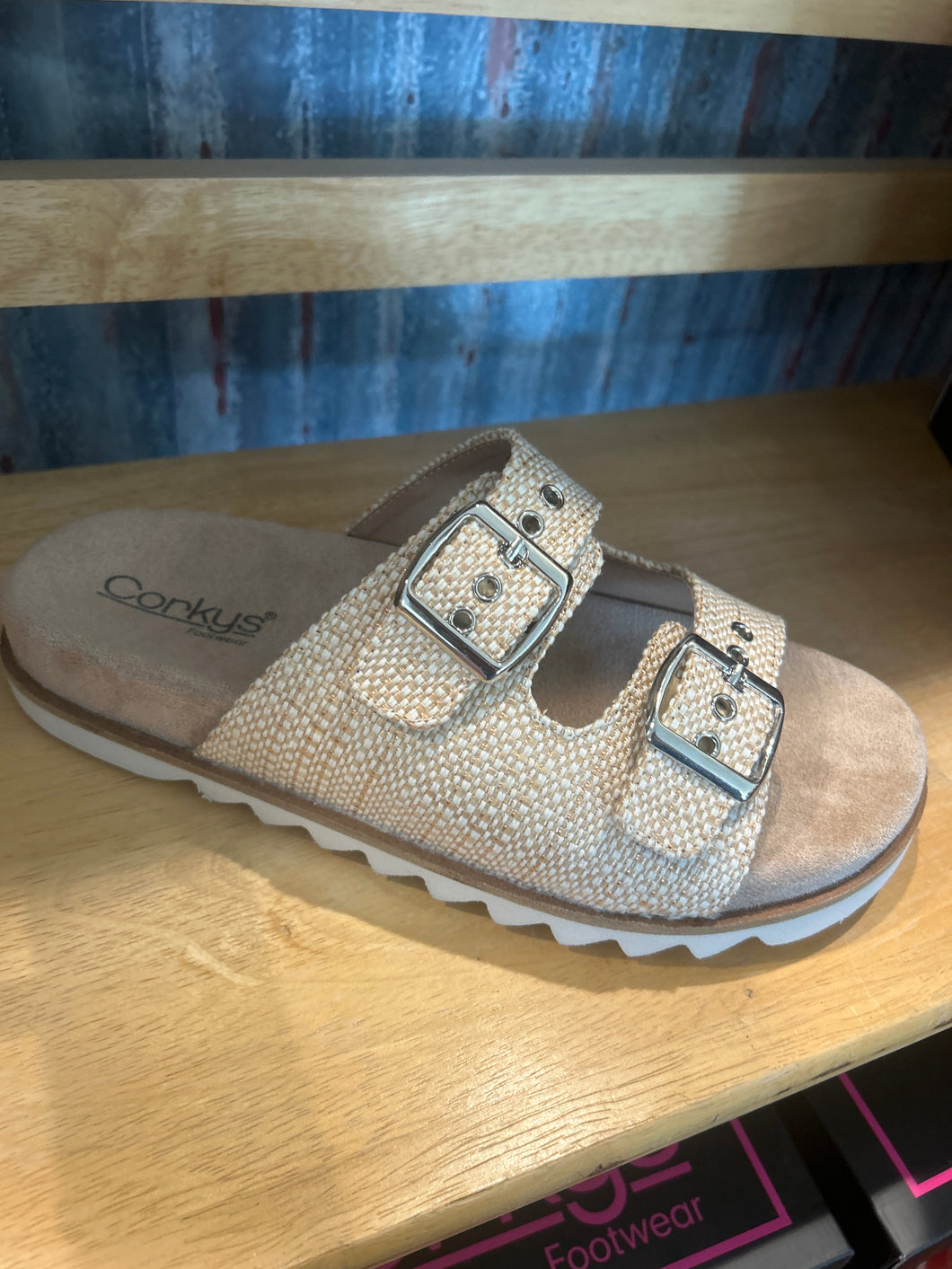 Corky’s raffia sandal