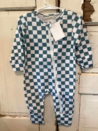 Checkered Blue and White Sleeper 12-18M