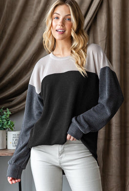 Black/gray ribbed top