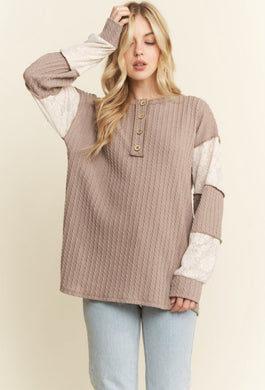 Brown lace sleeved top