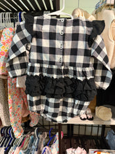 Load image into Gallery viewer, Black and white Plaid Bubble Romper(Boaldin)