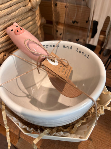 Cow knife and bowl
