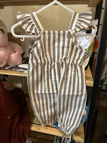 Striped ruffle overall