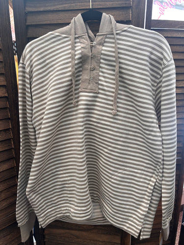 Striped Henley hoodie