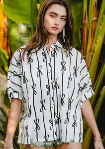 Bow button up shirt