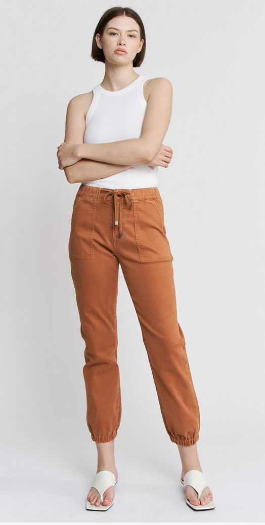 Orange denim joggers