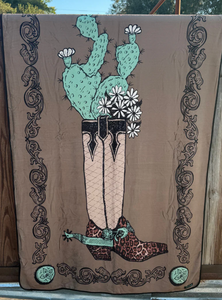 BOOTS AND BURLAP BLANKET