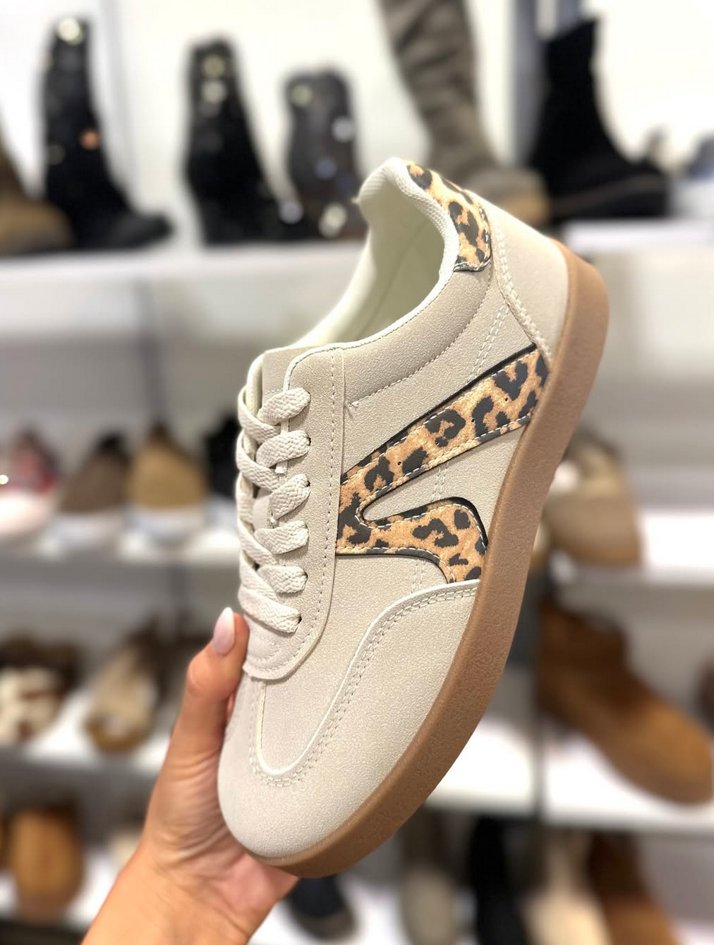 RETRO SNEAKER CREAM/LEOPARD