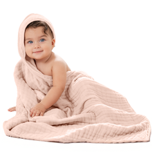 Load image into Gallery viewer, Hooded Baby Towel, 6 Layer 100% Muslin Cotton by Comfy Cubs: Cedar and Sand / Pack of 2 KO