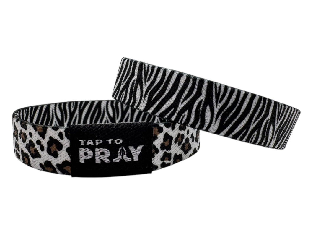 Tap To Pray™ Wristbands - Safari Zebra: Large