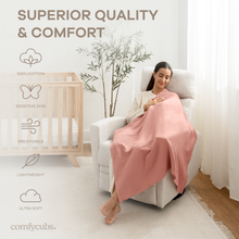 Load image into Gallery viewer, Muslin Swaddle Blankets Pack of 3 by Comfy Cubs: Heather Blue - Pacific Blue - Fern KO