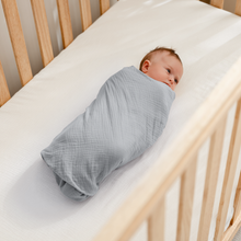 Load image into Gallery viewer, Muslin Swaddle Blankets Pack of 3 by Comfy Cubs: Heather Blue - Pacific Blue - Fern KO